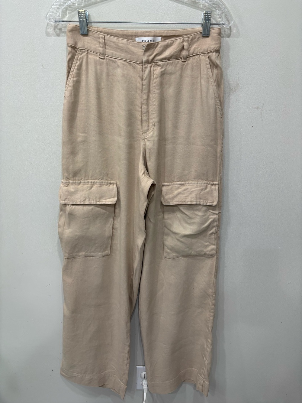 Frame Organic Linen Wide Leg Cargo Pants Women’s Size 4
